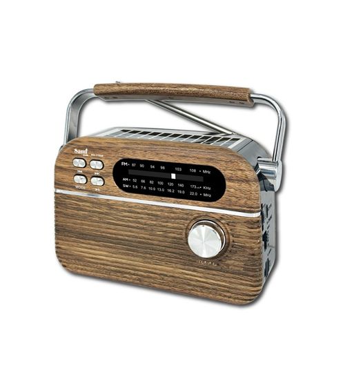Sami radio clásica madera bt usb sd ac/batería/solar 3 bandas rs-11850 - RS-11850-1