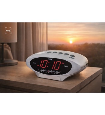 Sami radio reloj am/fm analógico dígitos led rojo 0.9" c/ linterna rs-4737 - RS-4737-2