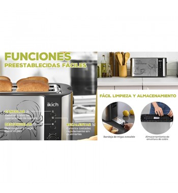 Ikitch tostador acero inox. doble rebanada todo tipo de pan 1500w cp144a - CP144A_2