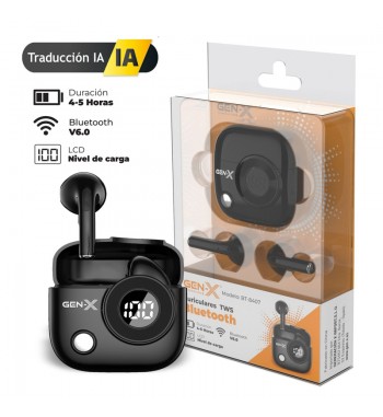 Gen-x auriculares tws bt 6.0 pantalla lcd 4-5h táctil traducción ia bt-8407 - BT-8407_1