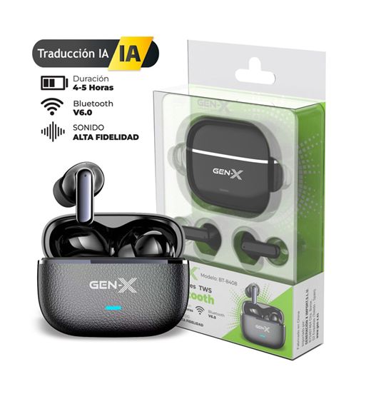 Gen-x auriculares tws bt 6.0 estuche cuero 4h táctil traducción ia bt-8408 - BT-8408_1