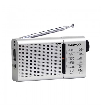 Daewoo radio analógica a pilas portátil bolsillo horizontal plata dw-1037 - DW-1037