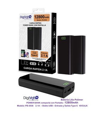 Digivolt powerbank 12800 mah c/pantalla pb-3036 - PB-3036