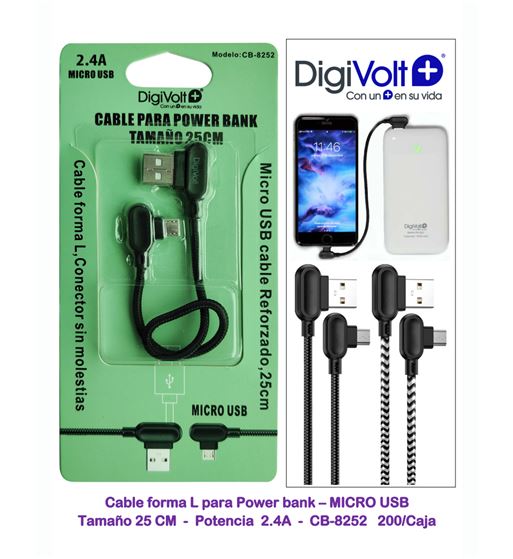 Digivolt cable micro usb a usb 25 cm 2.4a cb-8252 - CB-8252