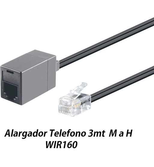 Alargador de telefono rj11 m a h 3mt wir160 - WIR160