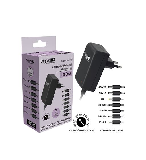 Digivolt alimentador universal 1000 mah multivoltage ad-1000 - AD-1000