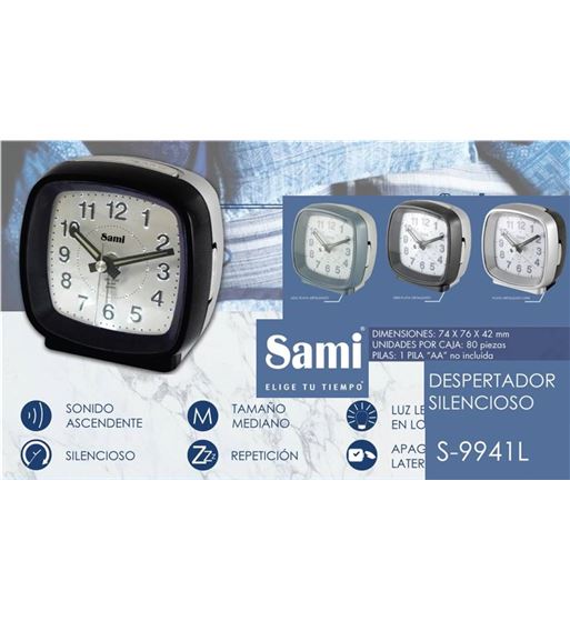Sami despertador analógico silencioso luz s-9941 - S-9941