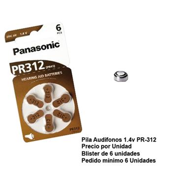Pila audífonos 1.4v pr-312 blíster de 6 - PR-312