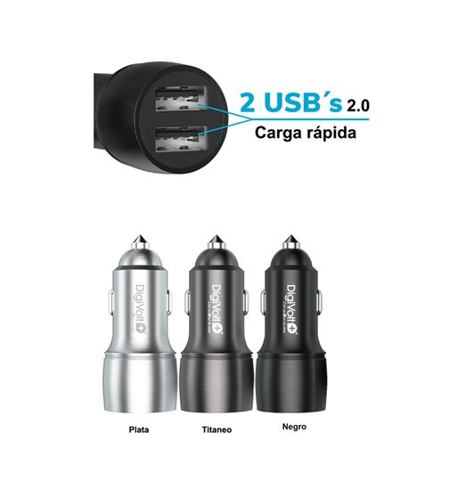 Digivolt cargador coche aluminio 2 usb 3.1a qc-2447 - QC-2447
