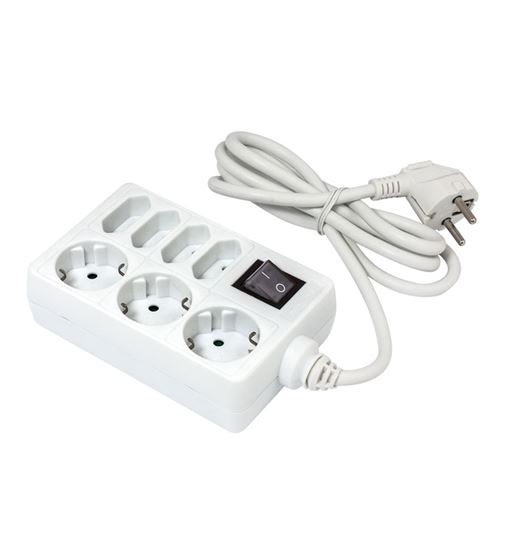 Alargador de corriente 7 salidas con interruptor 3 shucko + 4 europa mel06 - MEL069