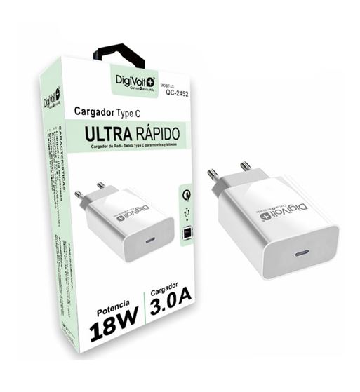 Digivolt cargador ultra rápido type c 18 w 3.0 a qc-2452 - QC-2452