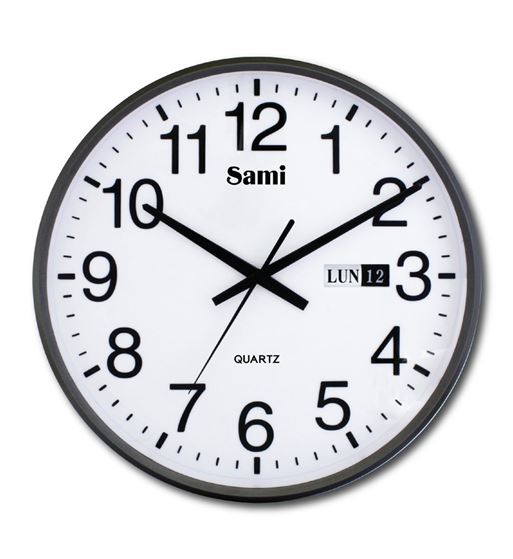 Sami reloj de pared 30.5cm con calendario marco gris esf. blanca rs-11610 - RSP-11610