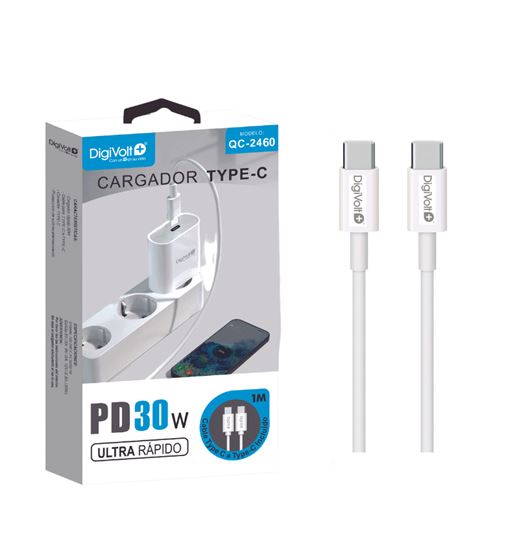 Digivolt cargador ultra rápido pd 30w tipo c a tipo c qc-2460 - QC-2460