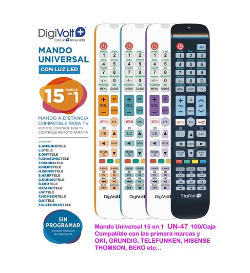 Digivolt mando universal 15 n 1 c/led un-47 - UN-47