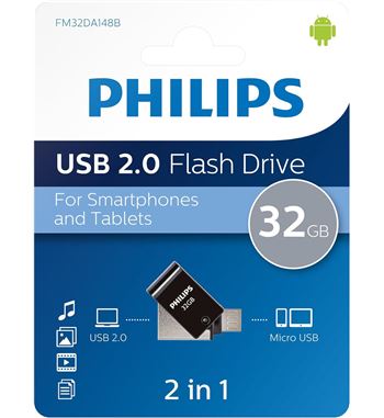 Philips usb 32gb conector 2 en 1 usb 2.0 a micro usb fm-32d - FM-32D