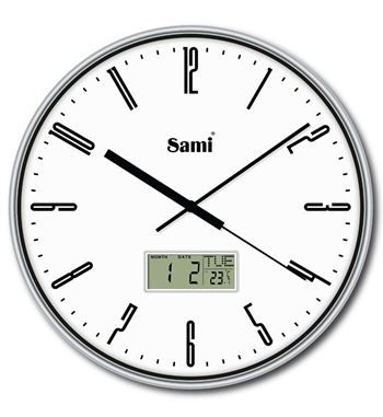 Sami reloj de pared 31cm calendario + temp. digital silencioso rsp-11612 - RSP-11612