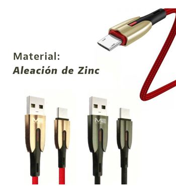 M2 tec cable móvil carga rápida usb a micro usb 1,20m 5.0a zinc v-6335 - V-6335_1