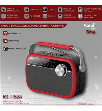 Sami radio clásica roja ac/dc batería am/fm vintage bt/usb/sd rs-11824 - RS-11824_C