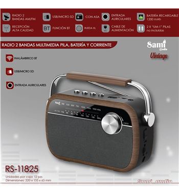 Sami radio clásica marrón ac/dc batería am/fm vintage bt/usb/sd rs-11825 - RS-11825