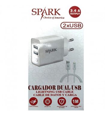 Spark cargador móvil iphone 3.4a cable de 1m s-34s-ip - S-34S-IP