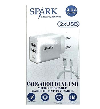 Spark cargador móvil micro usb 3.4a cable de 1m s-34s-sm - S-34S-SM