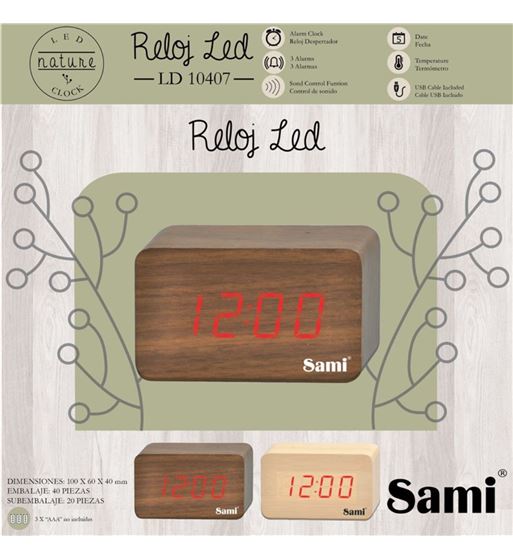 Sami despertador led madera ld-10407 - LD-10407