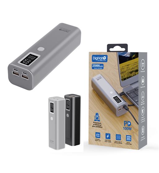 Digivolt powerbank pc portátiles 100w 25000mah tipo c x2 usb x2 pb-3056 - PB-3056