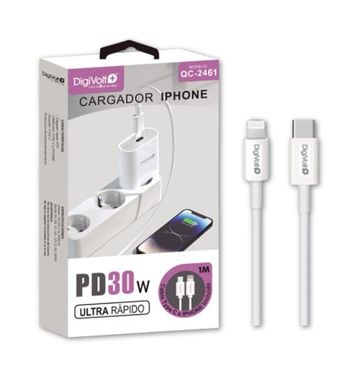 Digivolt cargador ultra rápido pd 30w tipo c a iphone cable 1m qc-2461 - QC-2461