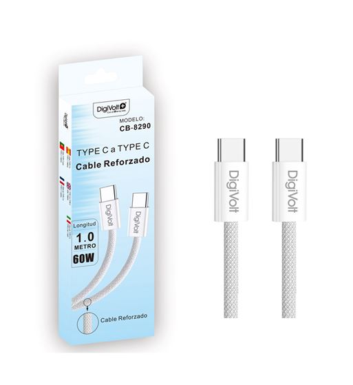 Digivolt cable móvil nylon ultra rápido 60w tipo c a tipo c 1m cb-8290 - CB-8290