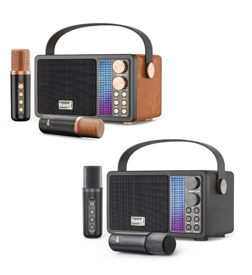 Sami altavoz karaoke multimedia 15w 2 mics inalámbricos luz dinámica rs-986 - RS-986