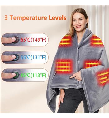M2 tec manta eléctrica suave recargable 3 temperaturas c/ cremallera 15583 - 15583_2