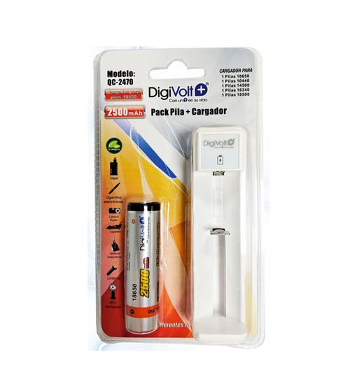 Digivolt cargador individual + 1 pila 18650 2500 mah qc-2470 - QC-2470