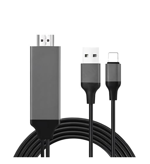 M2 tec cable lightning iphone a hdmi con usb 2m 1080p v-7990 - V-7990