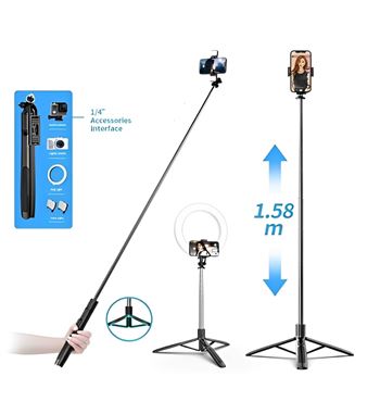 Palo selfie + trípode pulsador bluetoth altura 1.58m q05 fsd2001 - FSD2001_2