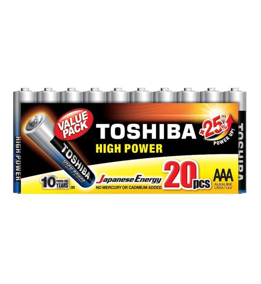 Toshiba pila alcalina lr-03 aaa 1.5v high power pack de 20 pilas - LR-03T-B20