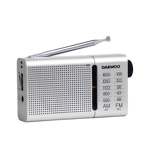 Daewoo radio analógica a pilas portátil bolsillo horizontal plata dw-1037 - DW-1037