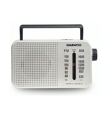 Daewoo radio ac/dc pila y corriente analógica con asa plata dw1122 - DW-1122