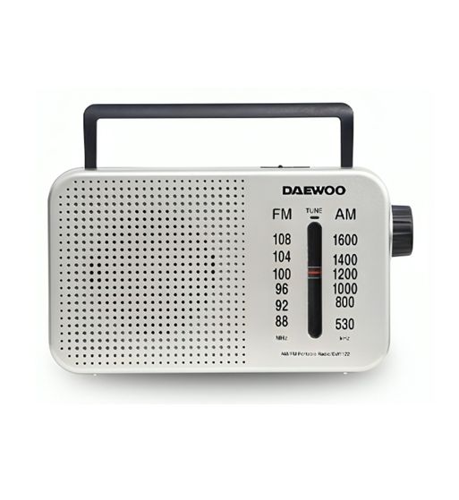 Daewoo radio ac/dc pila y corriente analógica con asa plata dw1122 - DW-1122