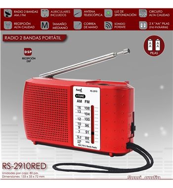 Sami radio am/fm horirizontal pilas 2aa c/aur rojo rs-2910rj - RS-2910RED