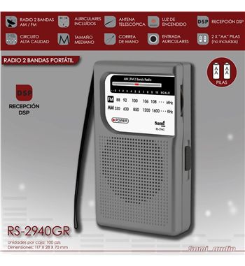 Sami radio am/fm mini vertical a pilas 2aa c/auriular gris rs-2940gr - RS-2940GR