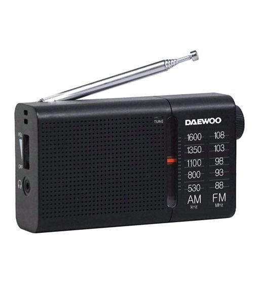 Daewoo radio analógica a pilas portátil bolsillo horizontal negro dw-1119 - DW1119