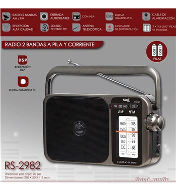 Sami radio ac/dc 2 bandas potente con ruedas xl azul rs-2982 - RS-2982-2