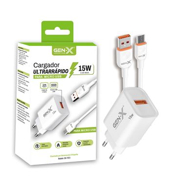 Gen-x cargador rápido móvil microusb cable 1m 3.0a 15w ch-1103 - CH-1103