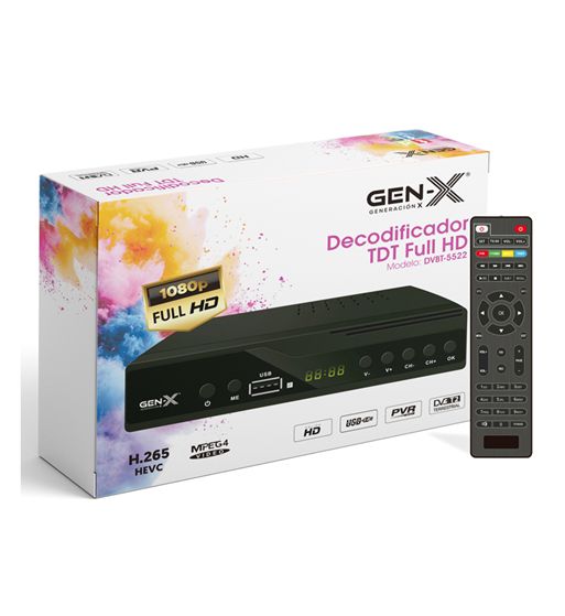 Gen-x tdt hd dvb-t2 h.265 pvr alta definición usb full hd dvbt-5522 - DVBT-5522