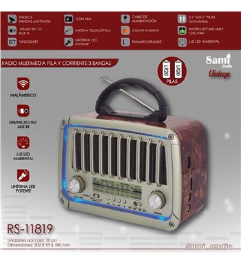 Sami radio clásica ac/dc 3 bandas c/ linterna bt/usb/sd/aux rs-11819 - RS-11819