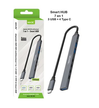 Gen-x adaptador tipo c 7 en 1 hub aluminio 3 x usb 4 x tipo c usb-2604 - USB-2604