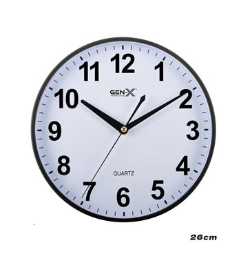 Gen-x reloj de pared 26cm silencioso borde negro fondo blanco rp-3336 - RP-3336