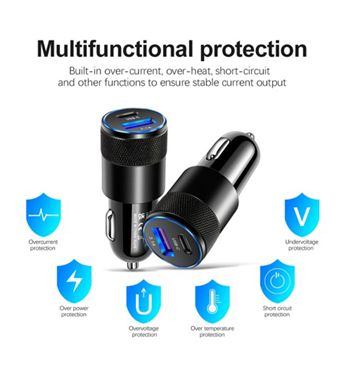 Cargador coche mechero carga rápida negro usb 3.0 + pd no-11 fsd1710 - FSD1710_2