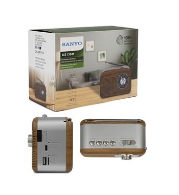Sanyo radio analógica bluetooth mediana recargable multifuncional ks-136 - KS-136_2
