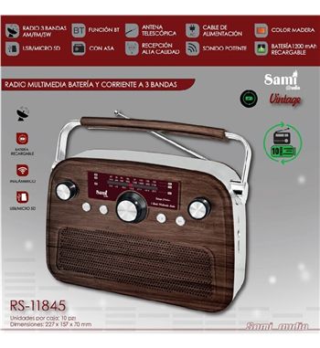 Sami radio clásica roja bt usb sd ac/bateria 3 banda rs-11845 - RS-11845